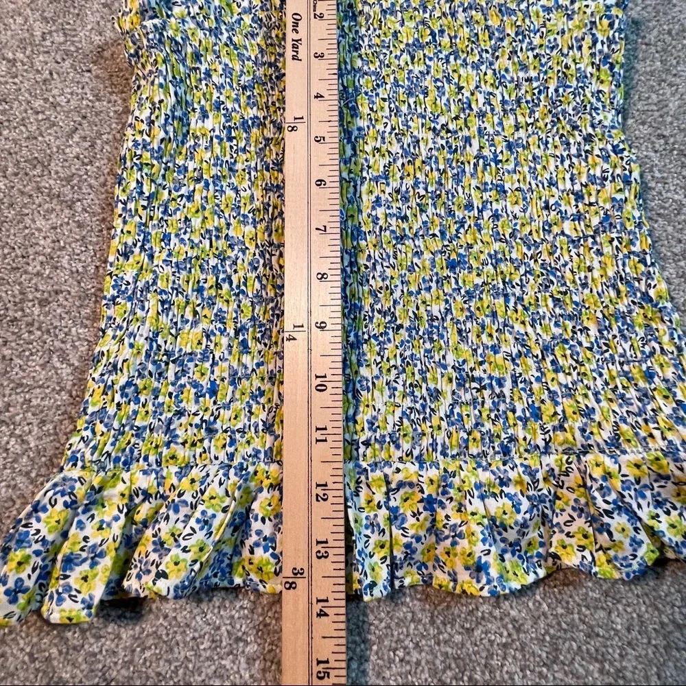 TOPSHOP Blue Yellow Smocked Tank Top Size 6 NWOT - Picture 5 of 6